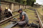 Rail workers in Kandy, Sri Lanka