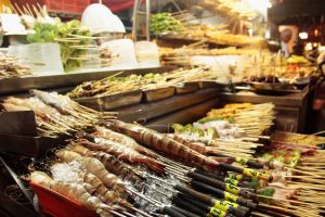 The street food I ate on (the latter part of) my birthday in Kuala Lumpur. Pick what you want and they'll grill it for you.