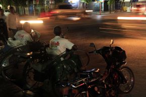 Trishaw drivers in Mandalay, Myanmar