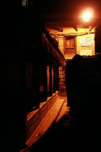 Bhaktapur street at night.