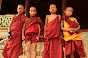 Young monks in the Myanmar countryside