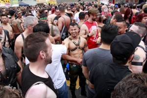 Folsom Street Fair crowd and laughing