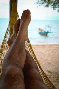 Rabbit Island relaxation with my legs