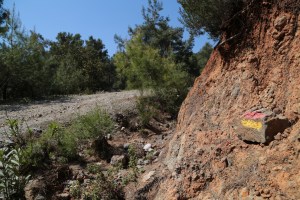 The Lycian Way is marked with the red and white stripes of the French Grande Randonnee tradition. This was our first one. Nifty!