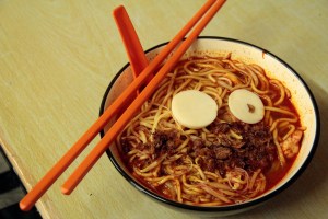 A bowl of spicy laksa in Penang, Malaysia