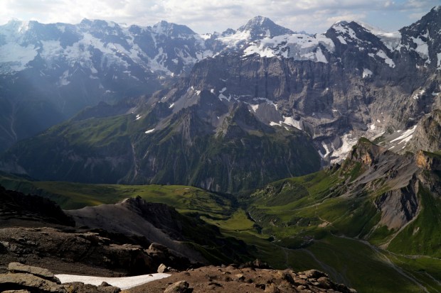 Looking out behind the Schilthorn, the direction generally considered less scenic.