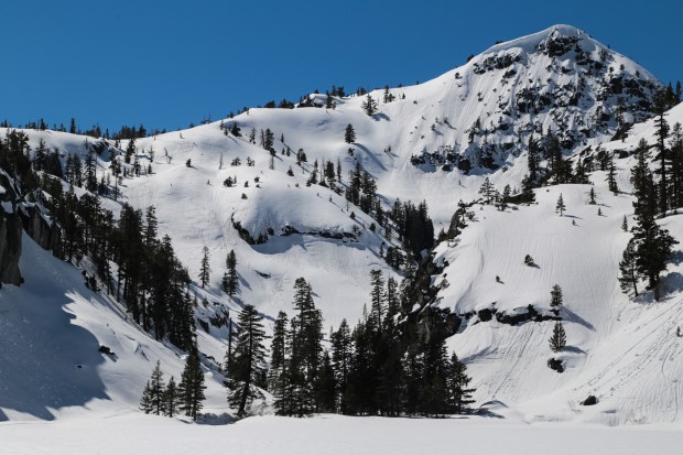 Ski tracks above Eagle Lake
