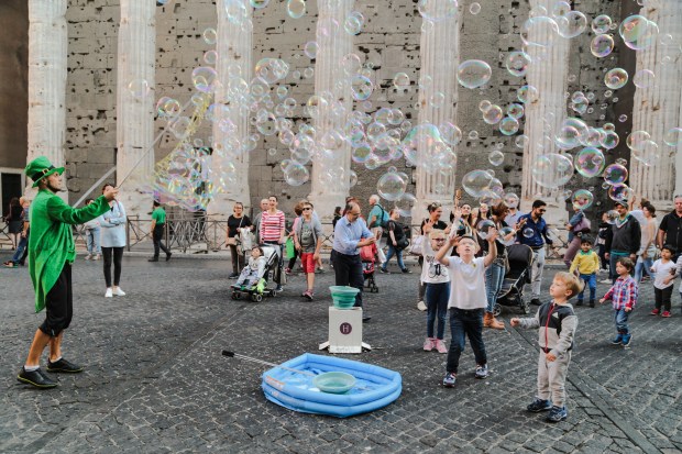 Rome bubbles Temple of Hadrian