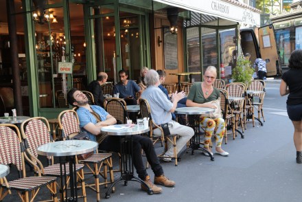 Paris, France, cafe, napping, nap