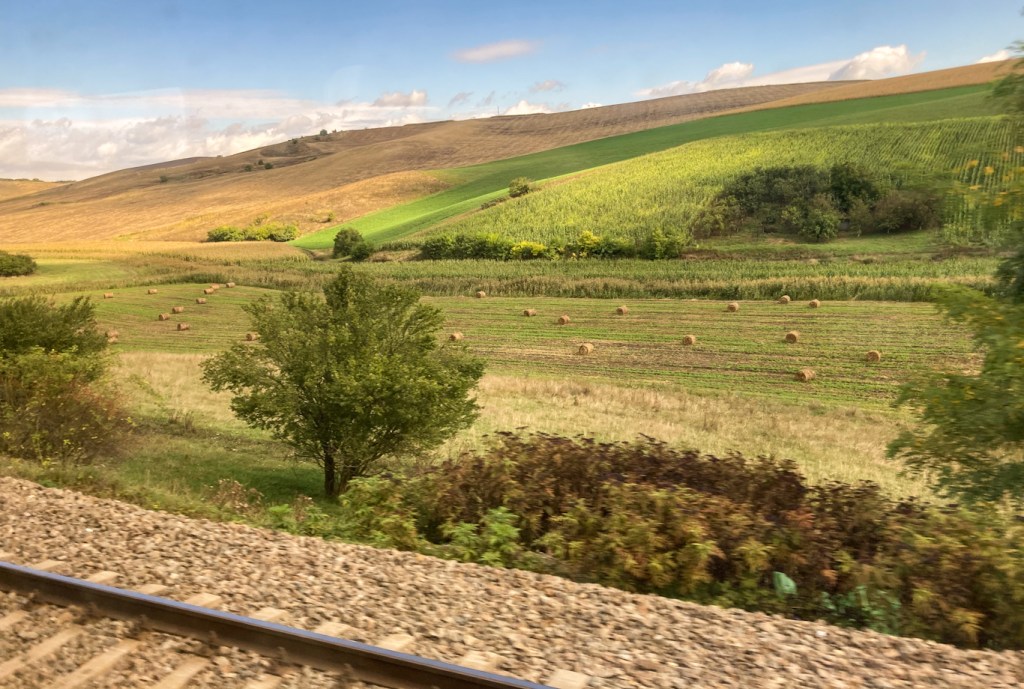 Romanian countryside and hay bales near Cluj-Napoca, Transylvania, Romania