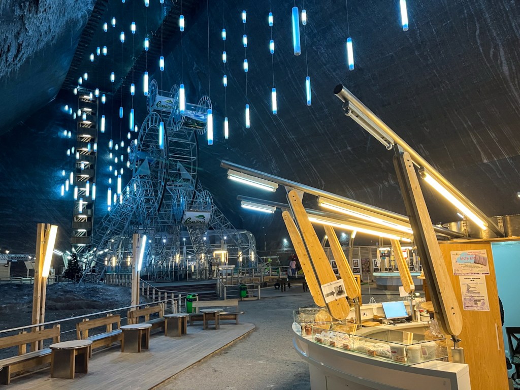 Rudolph Mine, Salina Turda, Romania, with Ferris wheel and gift shop 